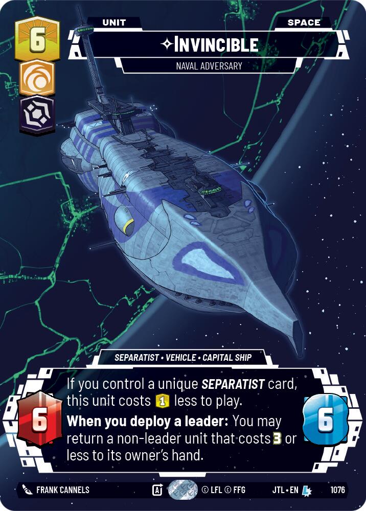 Invincible - Naval Adversary (1076) (Prestige Foil) (1076) [Jump to Lightspeed]