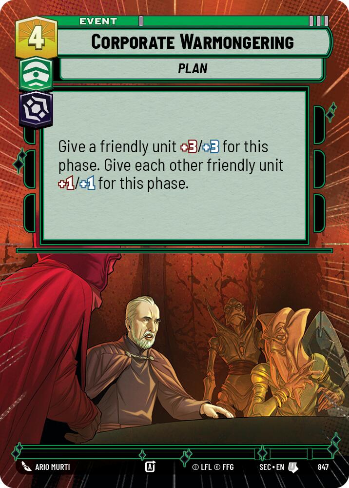 Corporate Warmongering (847) (Hyperspace Foil) (847) [Secrets of Power]